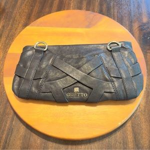 GUSTTO 100% Leather Black Clutch 13”